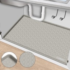 CANIVI Under Sink Mat, 31" x 22" Waterproof Silicone 22"W x 31"L, Khaki