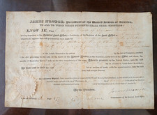 Zanesville Ohio Land Grant Document Signed President James Monroe Autograph 1824