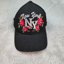 Riorex NY Rose Baseball Cap Mens One Size Black Excellent Embroidered Floral Hat