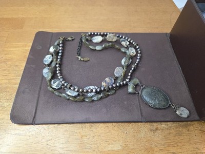 VINTAGE MAYA EVANGELISTA STONE BEAD MULTI STRAND STATEMENT NECKLACE