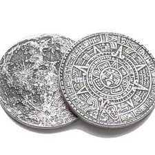 Shire Post Mint The Sun and Moon Worry Coin - Aztec Stone Calendar Silver