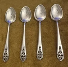 INTERNATIONAL  STERLING SILVER 'QUEENS LACE' ~ (4) DEMITASSE SPOONS 4”