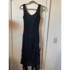 Cache Black Lace Dress Sleeveless Asymmetrical Hem Midi Goth Witchcore Y2K
