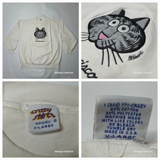 VINTAGE EMBROIDERED K KLIBAN CAT SAN FRANCISCO CRAZY SHIRT HAWAII SWEATSHIRT XL