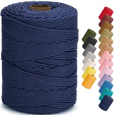 Navy Blue 4mm 328 Yards Soft Colored Natural Cotton Macrame Cord Rope Crafts