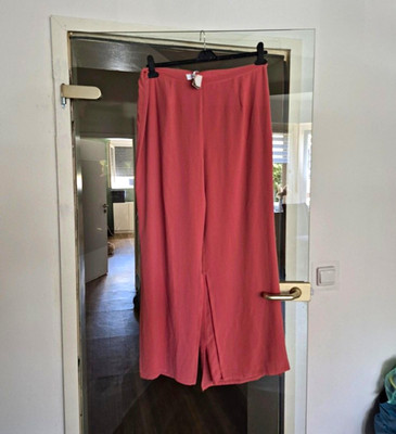 MUREK FASHION Damen Sommerhose Rosa weites Bein Schlitz am Saum 50