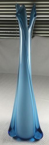 Empoli Glas Vase Italien Cristalleria Fratelli Betti blau 20" 1950-1960 MCM - Bild 5 von 9