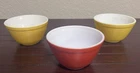 Set of 3 Pyrex 2 Yellow & 1 Red No 401 Bowls 1  1/2pt Size