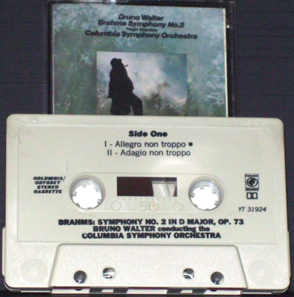 Brahms Symphony No.2 Tragic Overture CASSETTE ALBUM Bruno Walter Columbia Symph. - Image 2 of 4
