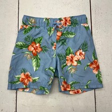 Old Navy Blue Tropical Floral Print Boy Swim Trunks Lined Toddler Size 3