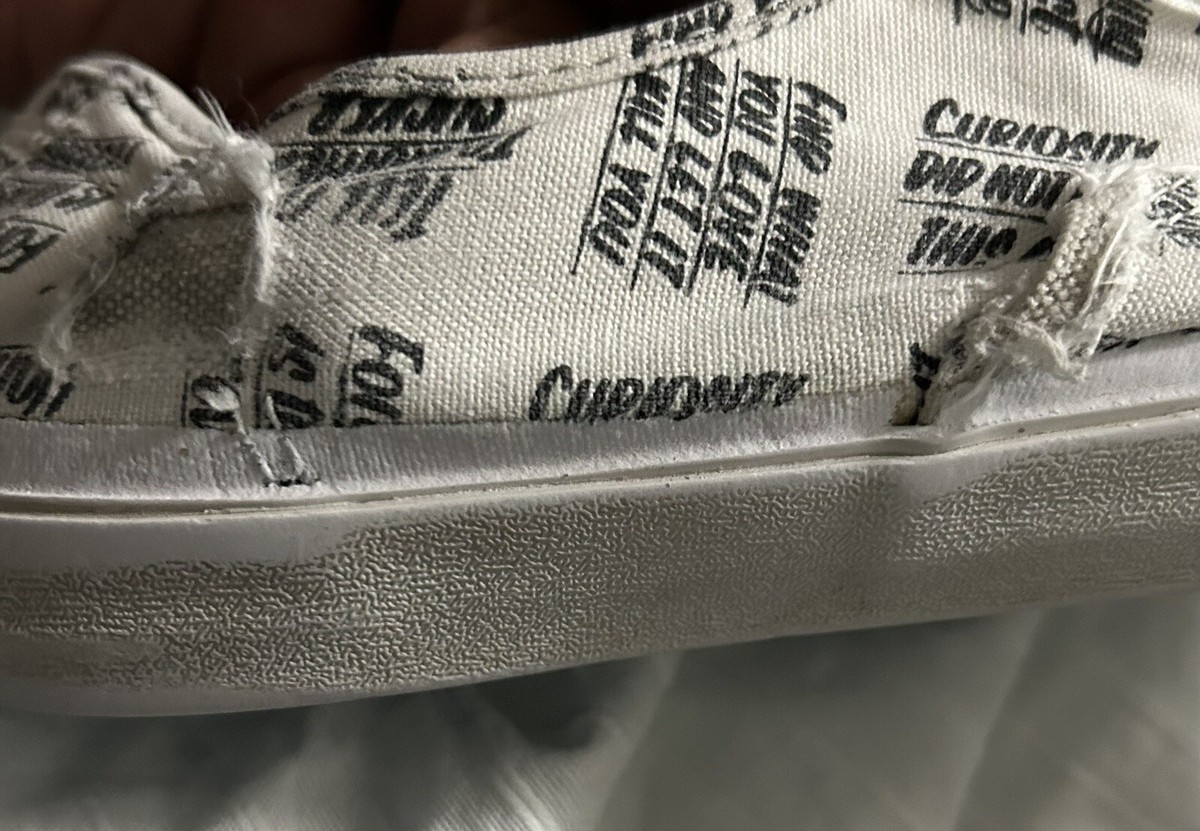 VANS x Baron Von Fancy White Print Authentic Low Distressed VANS x Baron Von Fancy White Print Authentic Low Distressed
