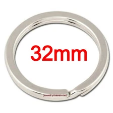 32mm 925 STERLING SILVER FLAT Split Ring KEYCHAIN KEY RING AREZZO 888AR ITALY