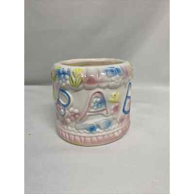 Dept 56 Vintage Baby Nursery Ceramic Planter Home Decor Baby Birds Train Dog