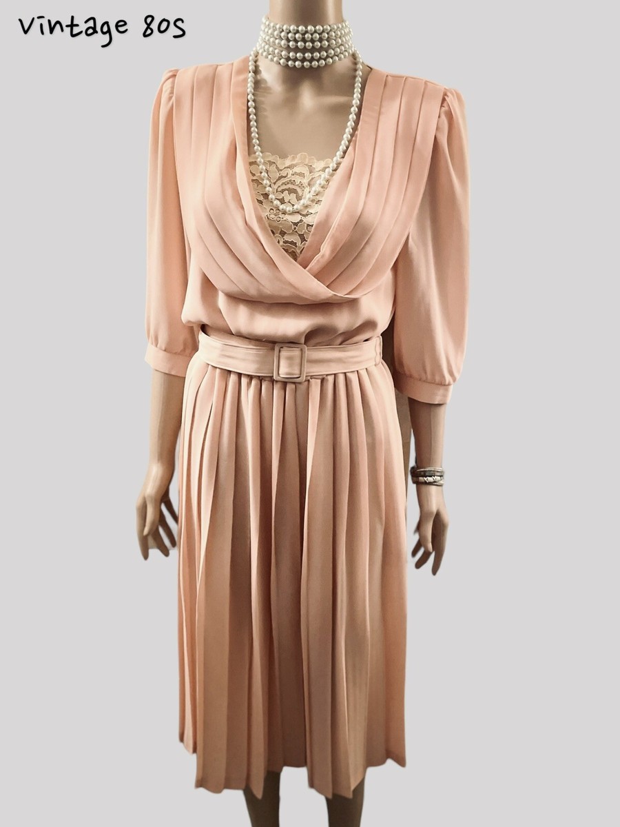 Vintage Dress 1980s Formal Dress Princess Kate Pleated Chiffon