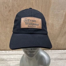 EVAN WILLIAMS Bourbon Whiskey Black Baseball Cap Hat w/ Leather Logo Patch