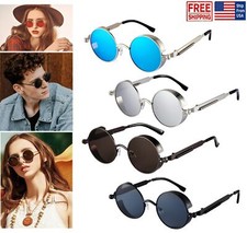 Round Retro Polarized Sunglasses Men Women Vintage Gothic Steampunk Glasses USA