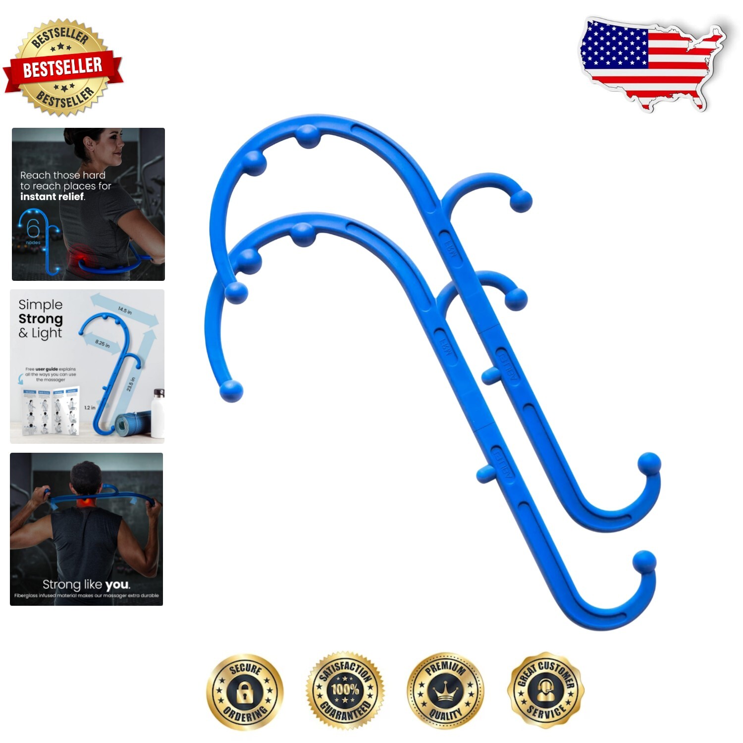 2-Pack Blue Back and Neck Massager for Versatile Muscle Recovery