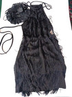 Black Flapper fringe Dress costume. 50's showgirls. Size Large. with hat.