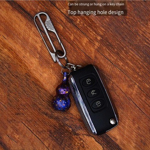 Titanium keychain car pendant pill bottle storage men women good luck pendant - Picture 7 of 17