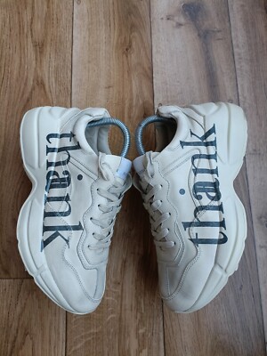 GUCCI RHYTHON THINK/THANK LEATHER SNEAKERS SIZE 40 EU, 9.5 US, 7.5 UK | eBay