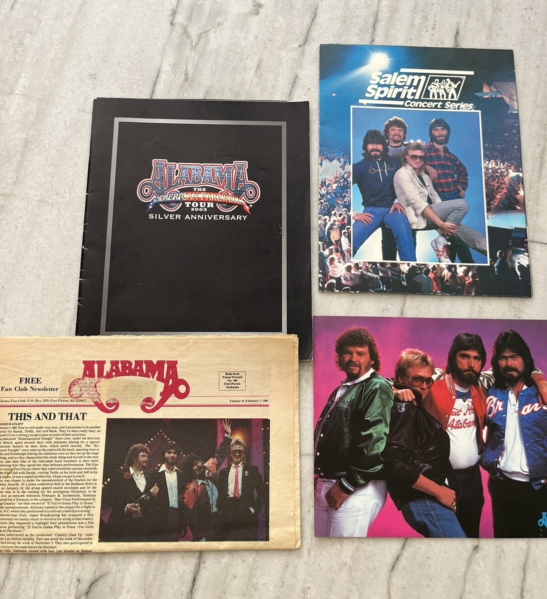 1985 ALABAMA BAND FAN CLUB NEWSPAPER POSTERS + '03 FAREWELL TOUR