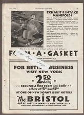 1931 FORM-A-GASKET Magazine AD~PERMATEX/Sheepshead Bay~BRISTOL HOTEL, New York