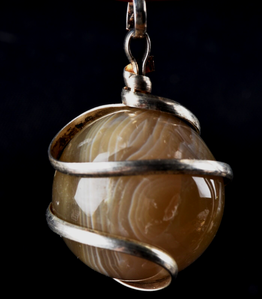 mystic Sulemani stone sphere pendant for luck wealth protection