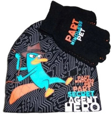 New Boys Phineas and Ferb Beanie hat and glove set One size