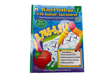 Word Problems with Instant Assessment Math Grade 5 NCTM Workbook Homeshool