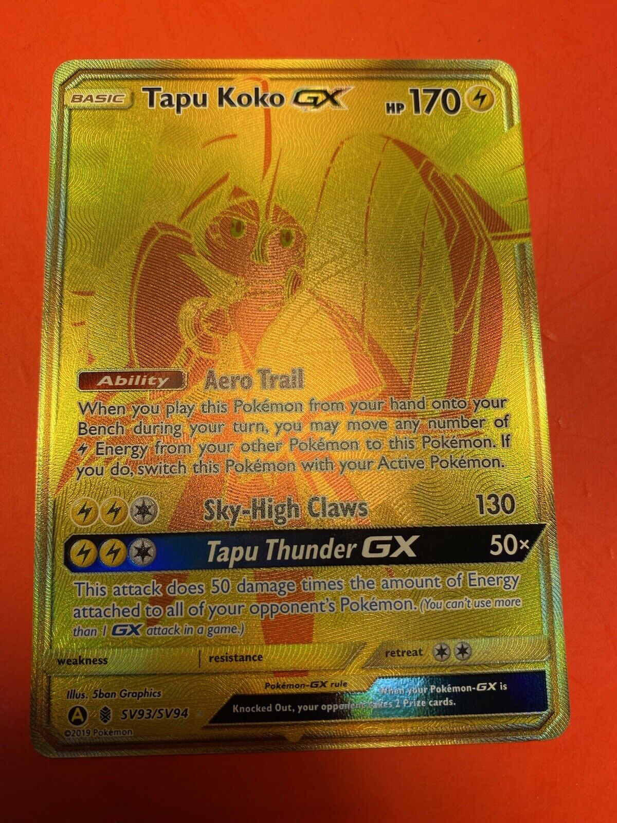 Pokemon Tapu Koko GX SV93/SV94 Shiny Holo Rare Hidden Fates Mint