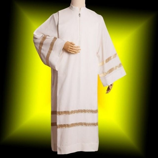 Blessume Catholic Priest White Alb Clergy Pleats Vestments Robe D002 Size L for sale online eBay