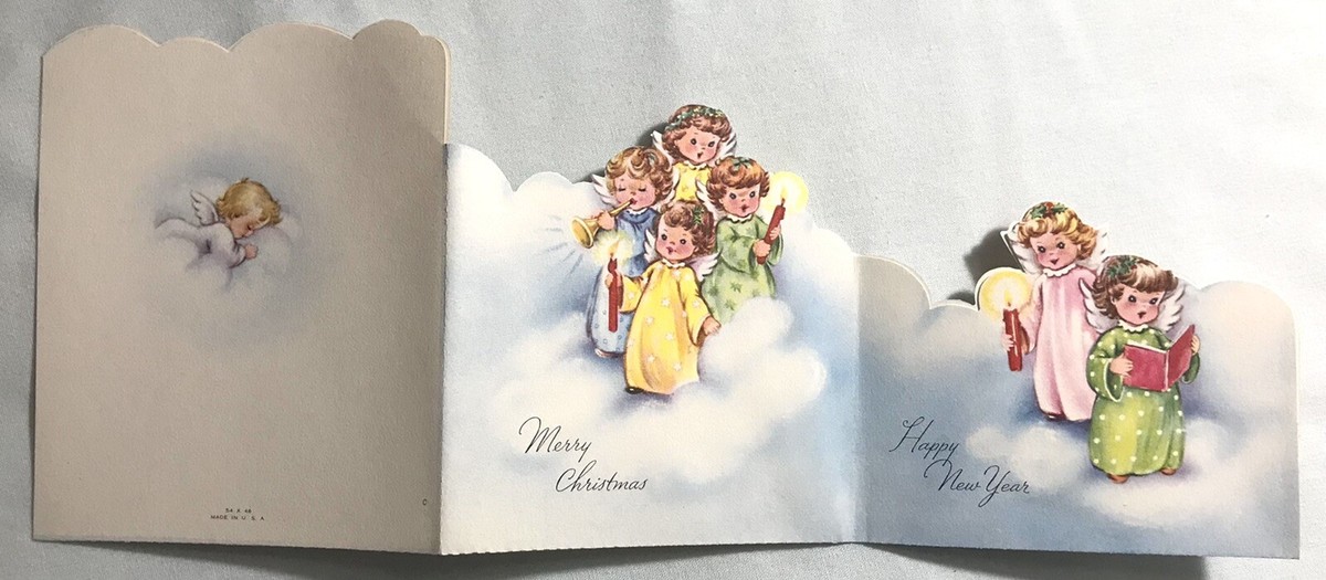 ✴︎希少 50s USA デッドストック クリスマスカードセット ヴィンテージ Vintage Christmas Greeting Card Unused with Envelope Angels