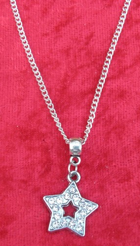 Strass Stern Anhänger Halskette 45.7cm O 61cm Vieleck Pentagramm Meeräsche Molet - Bild 2 von 5