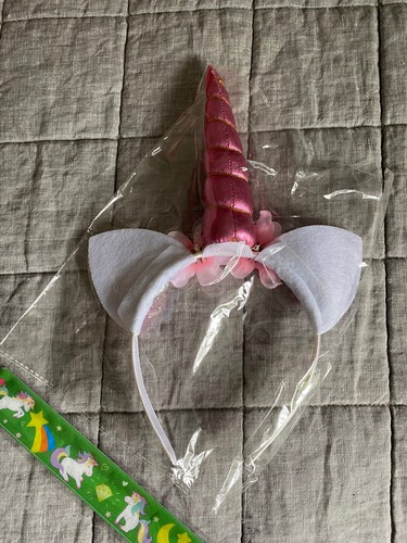 Girls Unicorn Horn headband and slapband set party both brand new pink - Picture 3 of 5