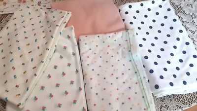 Vintage lot Jersey Knit Fabric Soft Stretch Star Polka dot strawberry STAINS