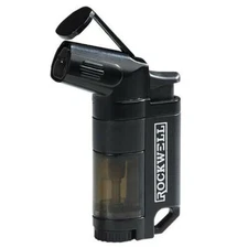 Rockwell Incline Triple Jet Butane Torch Cigar Lighter - Black -NEW
