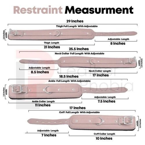 Kit de sujeción de cuero genuino de 8 piezas incluye muñeca, tobillo, muslo Foto 3 de 4