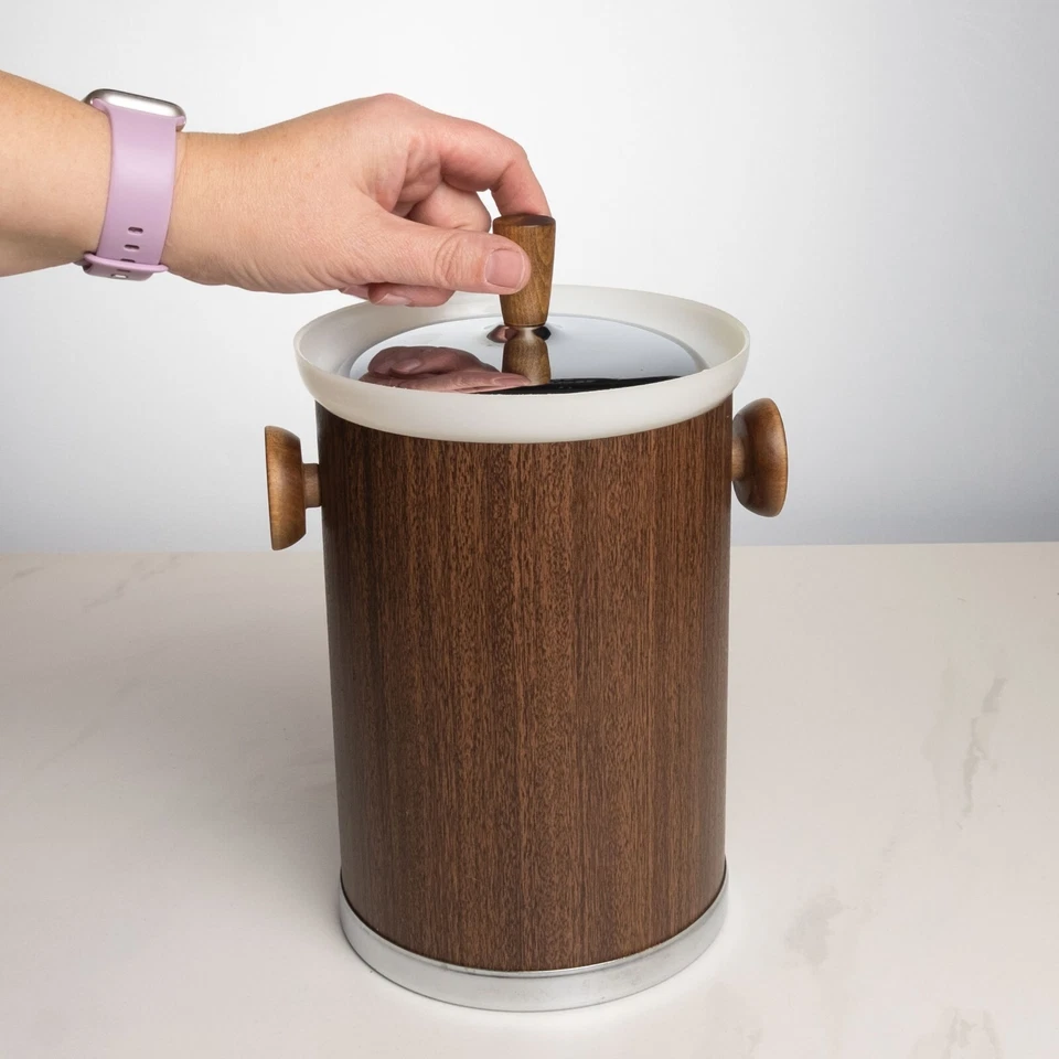 Cubo de hielo de colección MCM Kromex nogal con cromo años 60 bar de cócteles mediados de siglo Foto 2 de 4