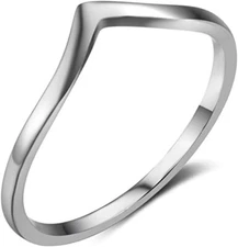 Stainless Steel Pointed Chevron Classical Simple Plain Statement Promise Ring