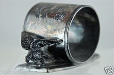ANTIQUE SILVER QUADRUPLE PLATE NAPKIN RING BIRD,DOVE,EAGLE OR PHEASANT,MONO