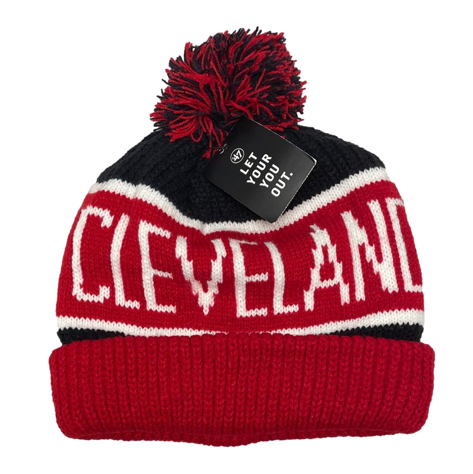 Cleveland Indians '47 Brand Pom Pom Beanie Skullie Knit Winter Hat eBay