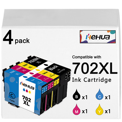 T702XL 702 Ink Cartridge Replacement for Epson WorkForce WF-3720 WF-3730 WF-3733