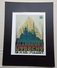 Vtg 1933 Annual Industries Fair by Henry Pieck Matted Art Print Poster Holland