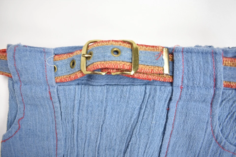 Falda de los años 70 azul claro liso sin marca con cinturón mezcla de poliéster/algodón talla: 6 Foto 4 de 4