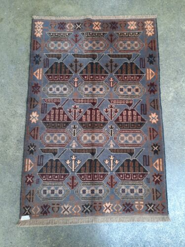 S745 Handmade Balouchi Afghan Tribal Vintage Pictorial War Rug  Area 140×91 Cm - Picture 1 of 8