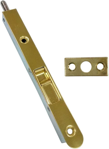 QCAA Flush Bolt, 7", Brass Plated, Solid Brass Face Plate, Made in Taiwan, 1 Pac