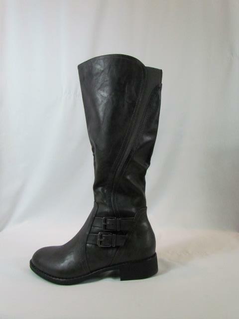 NIB Style & Co Gray Knee High Low Heel Side Zipper W/ Two Buckles