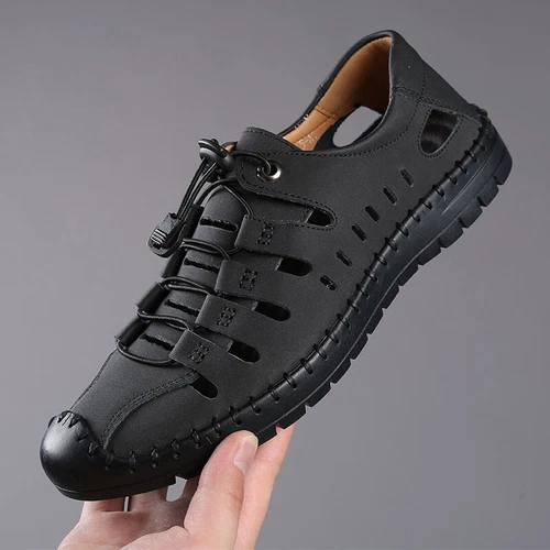 Herren Echtleder Sandalen Schuhe Sommer Strand Freitzeit Pantoffel Leder S60 - Bild 6 von 14
