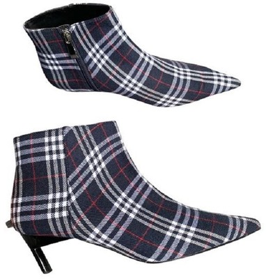 plaid kitten heel booties