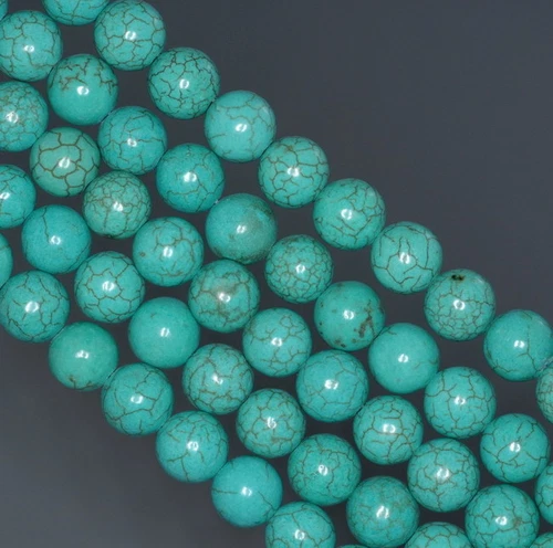 9 MM TÜRKIS HOWLITH EDELSTEIN RUND LOSE PERLEN 15,5 ZOLL - Bild 4 von 4